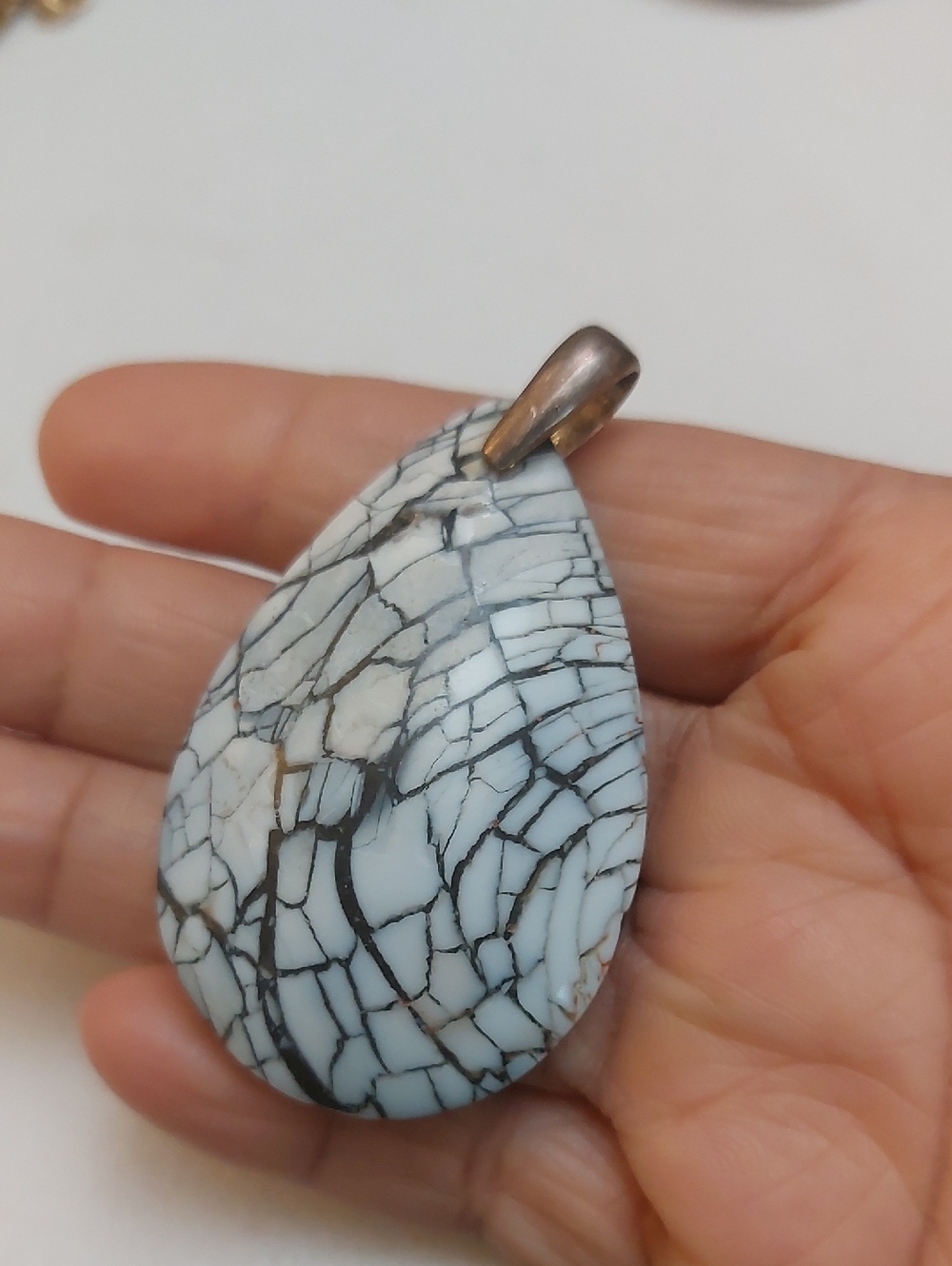 MOP Shell Mosaic Inlay Large Teardrop Shaped Pendant - Picture 1 of 5